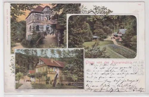 910015 Ak Gruß von der Papiermühle Restaurant zur Rabsburg bei Stadtroda 1905