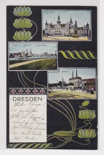909838 AK Dresden - Postplatz, Schloss, Ständehaus, Augustusbrücke 1912