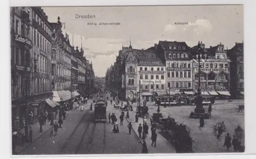 909836 AK Dresden - König Johannstraße, Altmarkt mit Straßenbahn