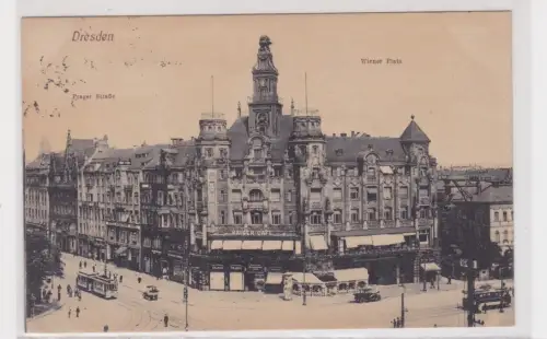 909839 AK Dresden - Wiener Platz, Prager Straße mit Kaiser-Cafe 1929