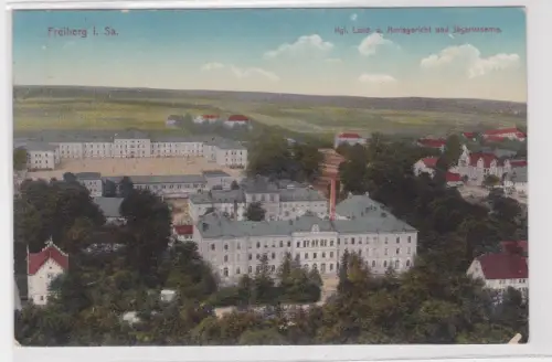909889 Ak Freiberg in Sachsen Kgl. Land- u. Amtsgericht und Jägerkaserne 1913