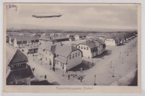 910554 Feldpost AK Truppenübungsplatz Ohrdruf darüber ein Zeppelin 1916