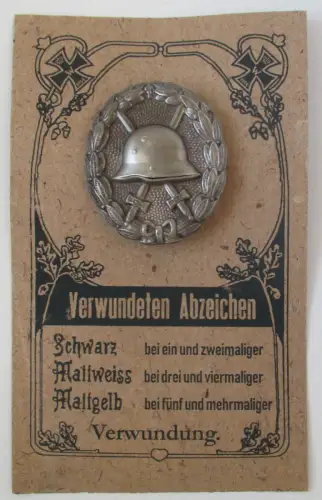 Verwundetenabzeichen Silber für Heer & Kolonialtruppen auf Pappe (149627)