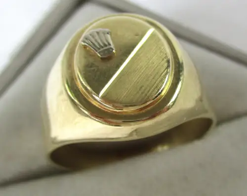 hochwertiger 14 Karat Gold Ring Siegelring mit Rolex Kronen Logo (144765)