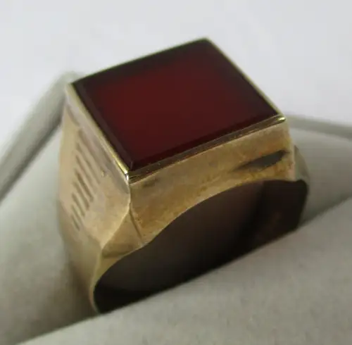 hochwertiger 333er Gold Ring Siegelring mit Achat Edelstein Lagenstein (143768)
