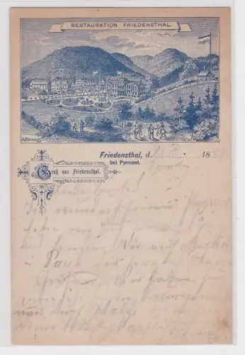 908629 Vorläufer Ak Gruss aus Friedensthal bei Pyrmont Restauration 1894