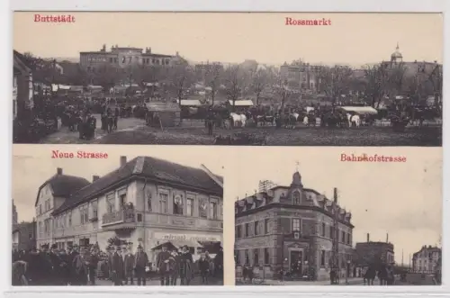 36958 Mehrbild Ak Buttstädt Rossmarkt, neue und Bahnhofstraße um 1910