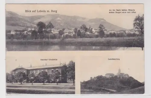 27896 Mehrbild Ak Blick auf Lobeda mit Burg, Bahnhof Göschwitz usw. 1917