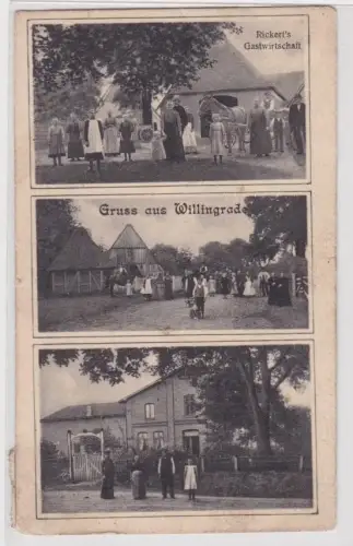 27680 Mehrbild Ak Gruß aus Willingrade Rickert´s Gastwirtschaft 1906