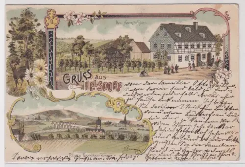 47561 Ak Lithographie Gruß aus Helsdorf bei Burgstädt Gasthof 1901