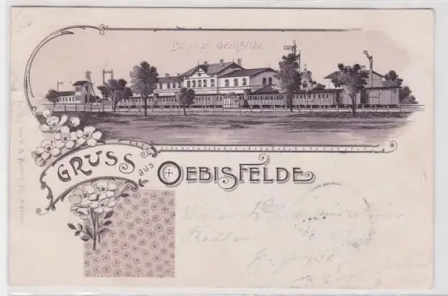 24755 Ak Lithographie Gruß aus Oebisfelde Bahnhof 1901