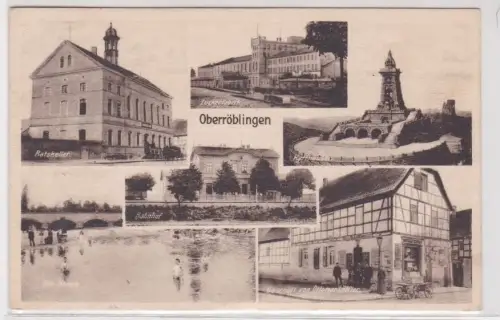 56723 Mehrbild Ak Oberröblingen Bahnhof, Zuckerfabrik, Ratskeller usw. 1938
