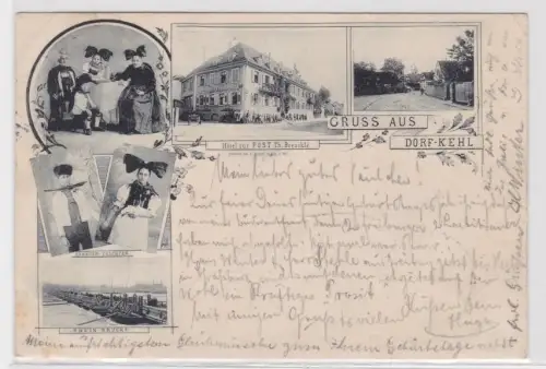 70810 Mehrbild Ak Gruß aus Dorf-Kehl  Hotel zur Post usw. 1899