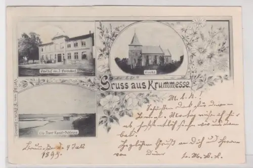 59701 Mehrbild Ak Gruß aus Krummesse Gasthof, Elb Trave Kanal Schleuse 1899
