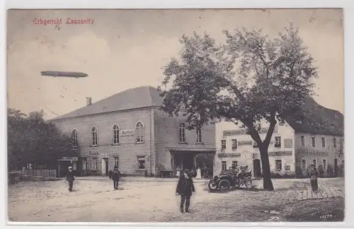 08760 Feldpost Ak Zeppelin Luftschiff über Erbgericht Laussnitz 1915
