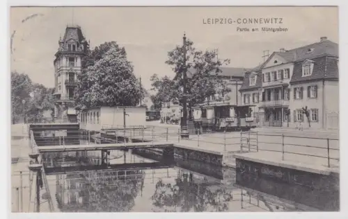 72046 Ak Leipzig Connewitz Partie am Mühlgraben mit Strassenbahnen 1912