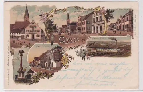 36944 Ak Lithographie Gruß aus Schwabmünchen Holzheysche Weberei usw. 1898