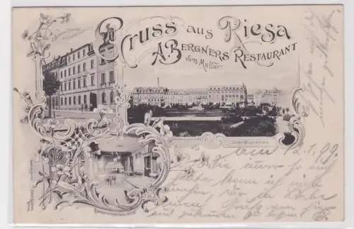 51904 Mehrbild Ak Gruß aus Riesa A.Bergners Restaurant 1899