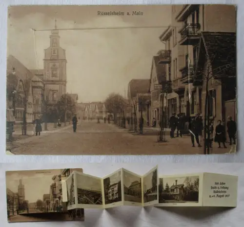 65405 Leporello Ak Rüsselsheim am Main Stadtansichten 1937