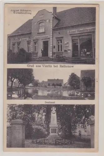 49545 Mehrbild Ak Gruß aus Vieritz bei Rathenow Warenhandlung usw. 1929