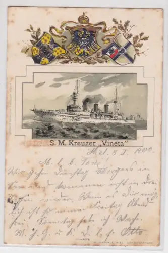 908806 Patriotika AK S.M. Kreuzer "Vineta" Reichsmarine Preußen 1900