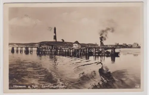 909897 AK Hörnum auf Sylt - Landungsbrücke mit Leuchtturm 1934
