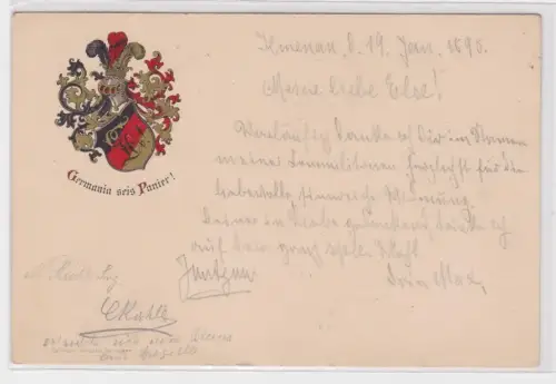 68627 Studentika Wappen AK Ilmenau - Germania seis Panier! 1898