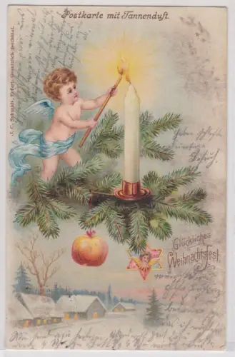 98555 AK Glückliches Weihnachtsfest - Postkarte mit Tannenduft 1902