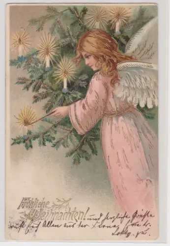 900530 AK Fröhliche Weihnachten! Engel entzündet Kerzen auf Tannenbaum 1903