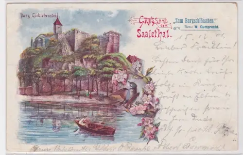 99692 Ak Gruss aus dem Saalethal.Burg Giebichenstein in Halle an der Saale.1901
