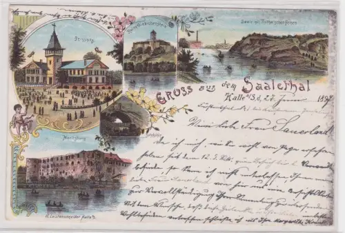 66105 Mehrbild Ak Gruß aus dem Saalethal. Halle a.S.  27.06.1897