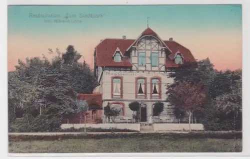 28527 Ak Restauration "Zum Stadtpark" in Bockenem am Harz, Niedersachsen. 1916