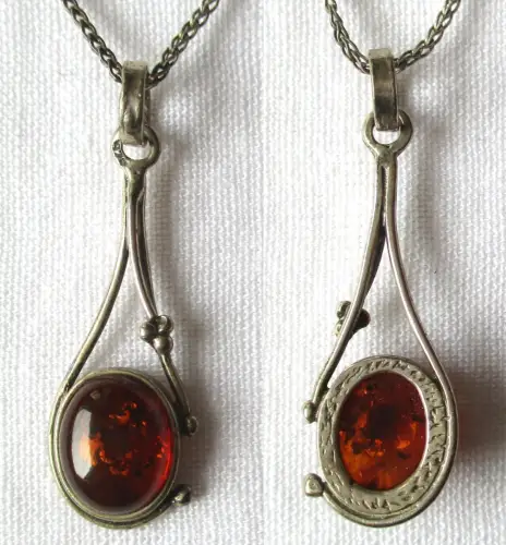 schöne Damen Hals Kette mit Bernstein Anhänger 925er Silber (118806)