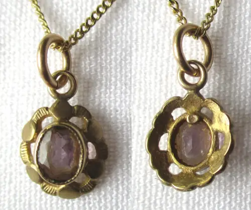 elegante 333er Gold Halskette (45 cm) mit verziertem Amethyst Anhänger (108682)