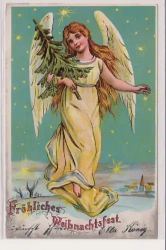 36223 Ak Fröhliches Weihnachtsfest - Engel schwebt vom Himmel 1905
