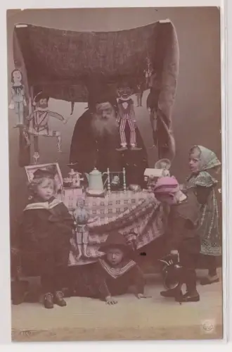 909067 Ak Weihnachten Spielzeugverkäufer mit Kindern, Oranotypie 1904