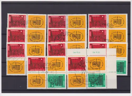 11x DDR Zusammendruck Briefmarken Leipziger Messe 1964 gestempelt (151404)
