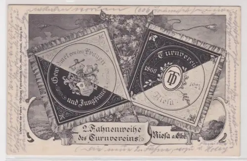909774 Ak 2.Fahnenweihe des Turnvereins Riesa an der Elbe 1860-1924