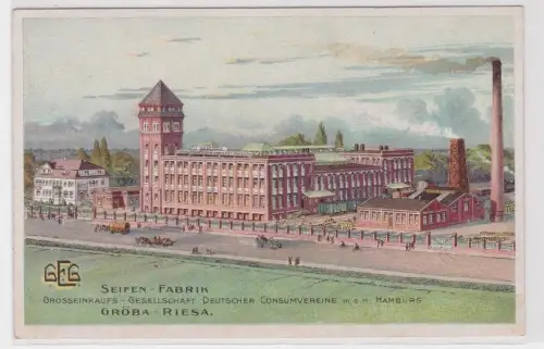 909775 Reklame Ak Gröba Riesa Seifen Fabrik um 1910