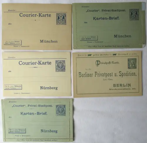 85942 Privatpost Ganzsachen Karten Berlin, Nürnberg München um 1900