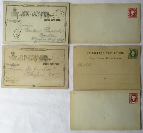 40128 / 5 Ganzsachen Postkarten / Briefe Insel Helgoland um 1885