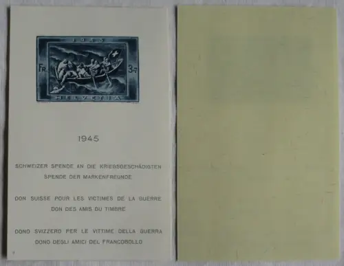 1945 Schweiz Block Kriegsgeschädigten, postfrisch/MNH, Bl. 11, ME 200,- (152594)