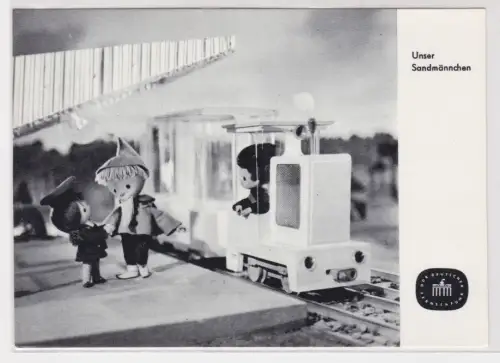 606993 Ak DDR Fernsehen: Unser Sandmännchen bei der Eisenbahn 1969