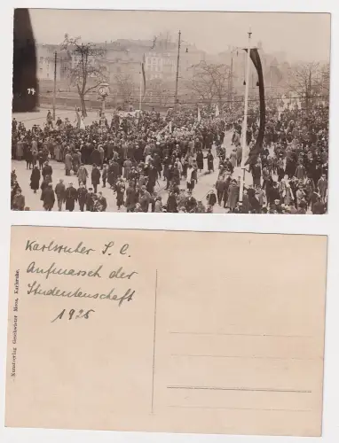 910025 Foto Ak Karlsruhe Aufmarsch der Studentenschaft 1925