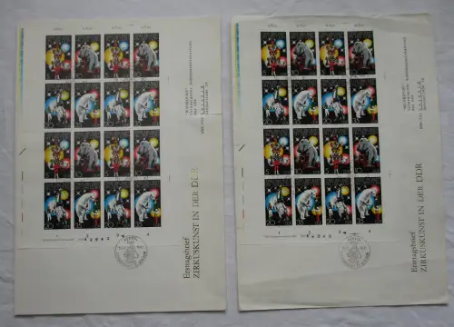 2x DDR Mi 2364-2367 ZD-Bogen als Maxi-FDC, Zirkuskunst (125202)