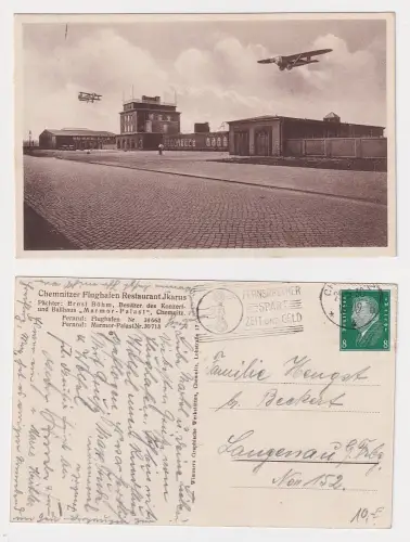 909102 Ak Chemnitz Flughafen Restaurant Ikarus 1930