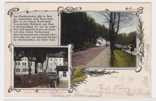 909116 Jugendstil Ak Kirnitzschtal Sächsische Schweiz Kleiner Wasserfall 1907