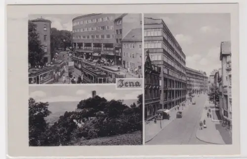 03935 Mehrbild Ak JENA.Holzmarkt mit der damaligen Straßenbahn. 1953