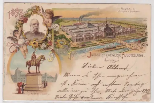 81205 Ak Lithografie Leipzig Sächs.-Thür. Industrie & Gewerbe-Ausstellung 1898
