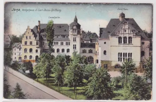 01200 Ak Jena, Volkshaus d.Carl Zeiss-Stiftung. Lesehalle. Saalbau. 1908